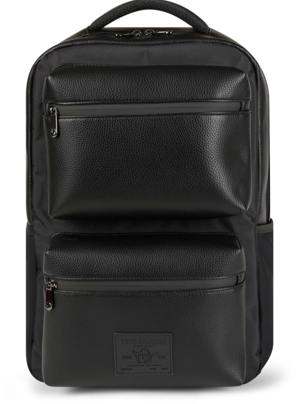 True Religion Black Men's Backpack with Pebbled Front Pockets
